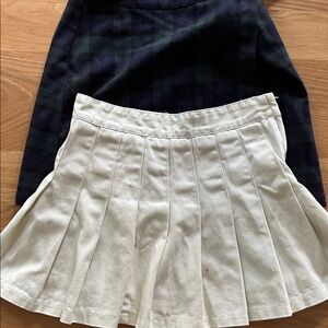 John Galt /Brandy Melville Cream Skater and Plaid Skirt Bundle